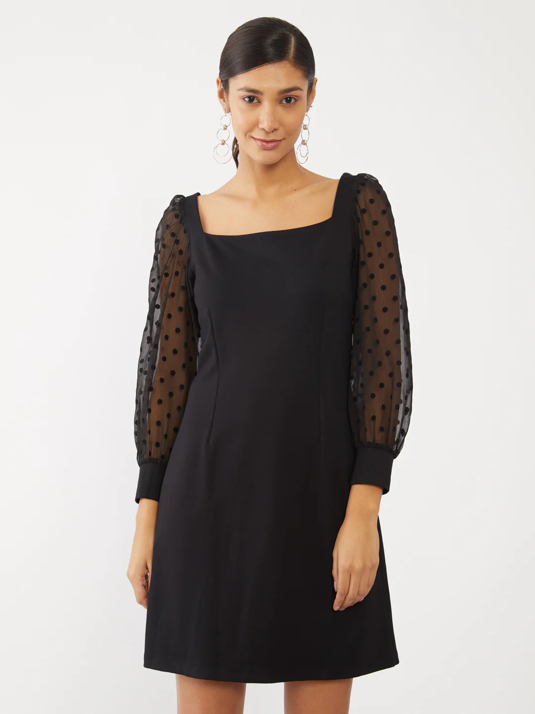 Black Solid Short Dress - Image 2