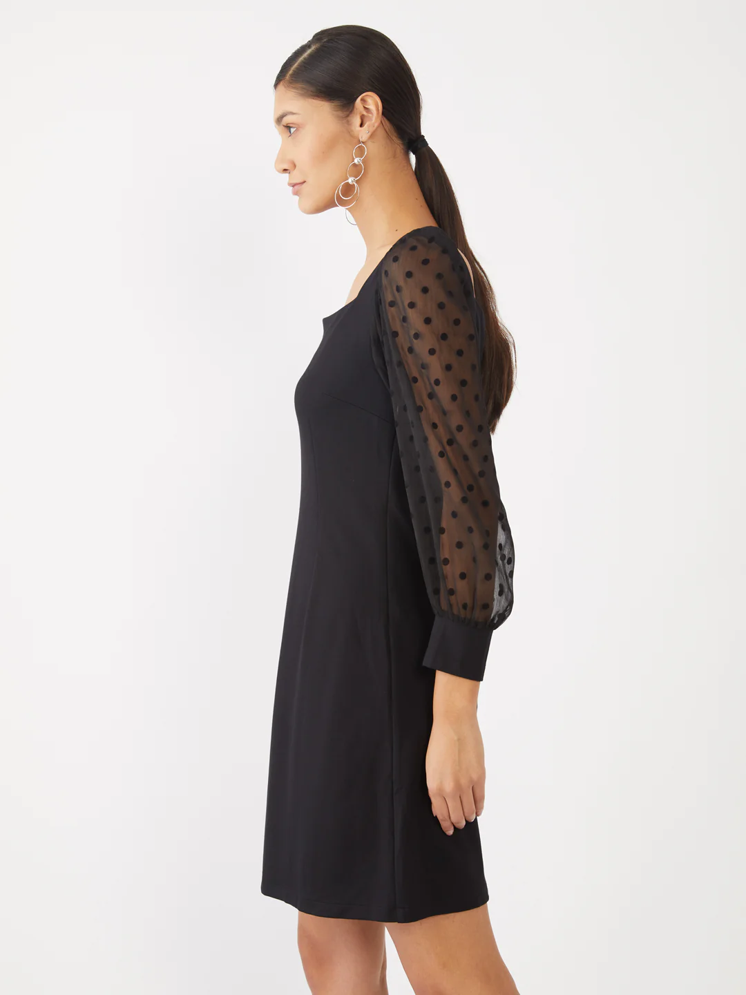 Black Solid Short Dress - Image 3