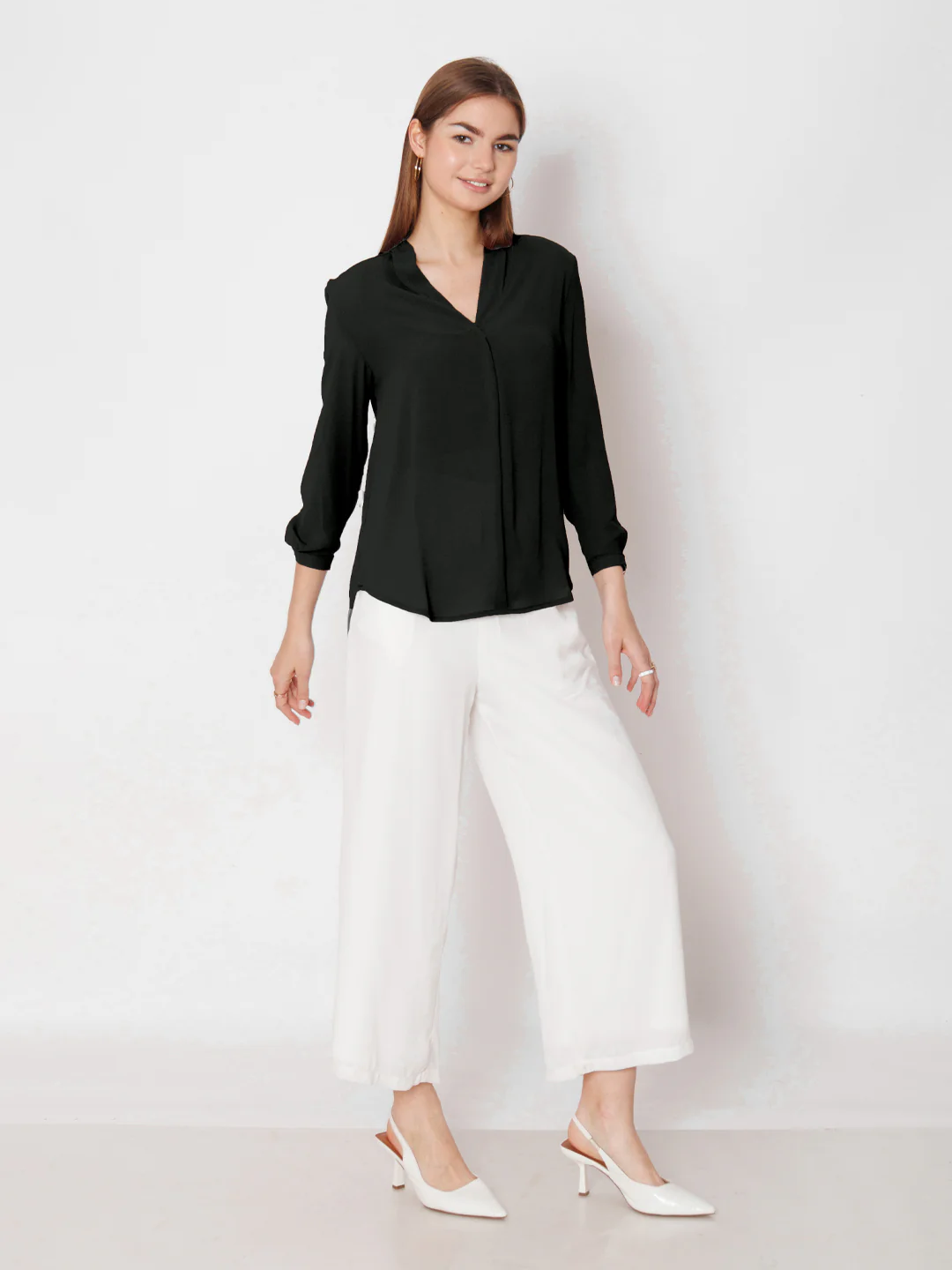 Black Solid Straight Fit Top - Image 5