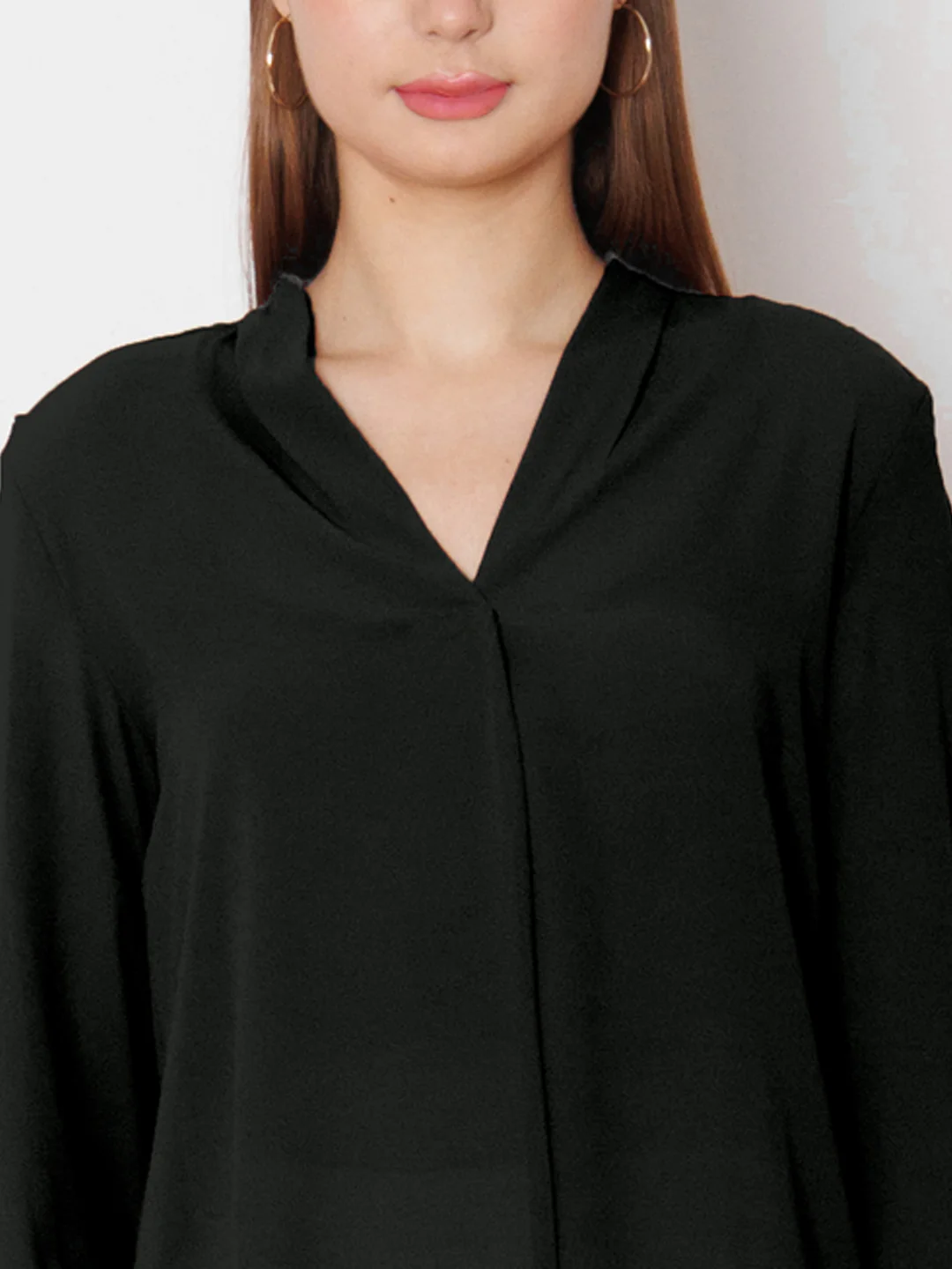Black Solid Straight Fit Top - Image 6