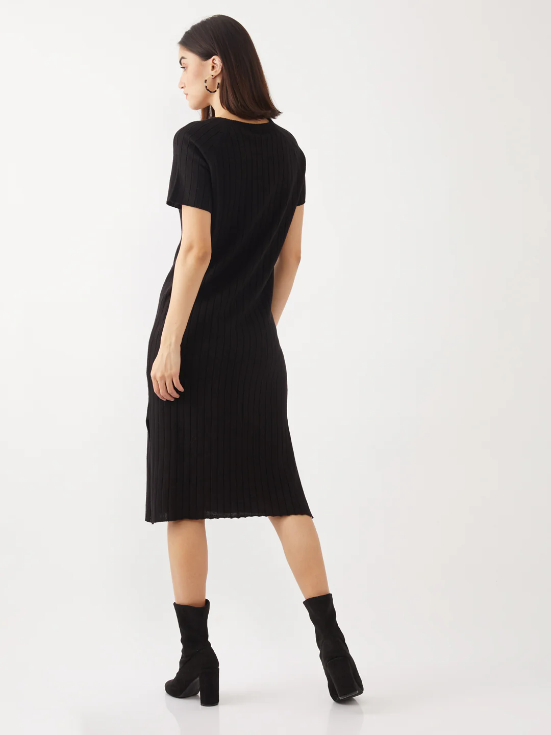 Black Solid Straight Midi - Image 3