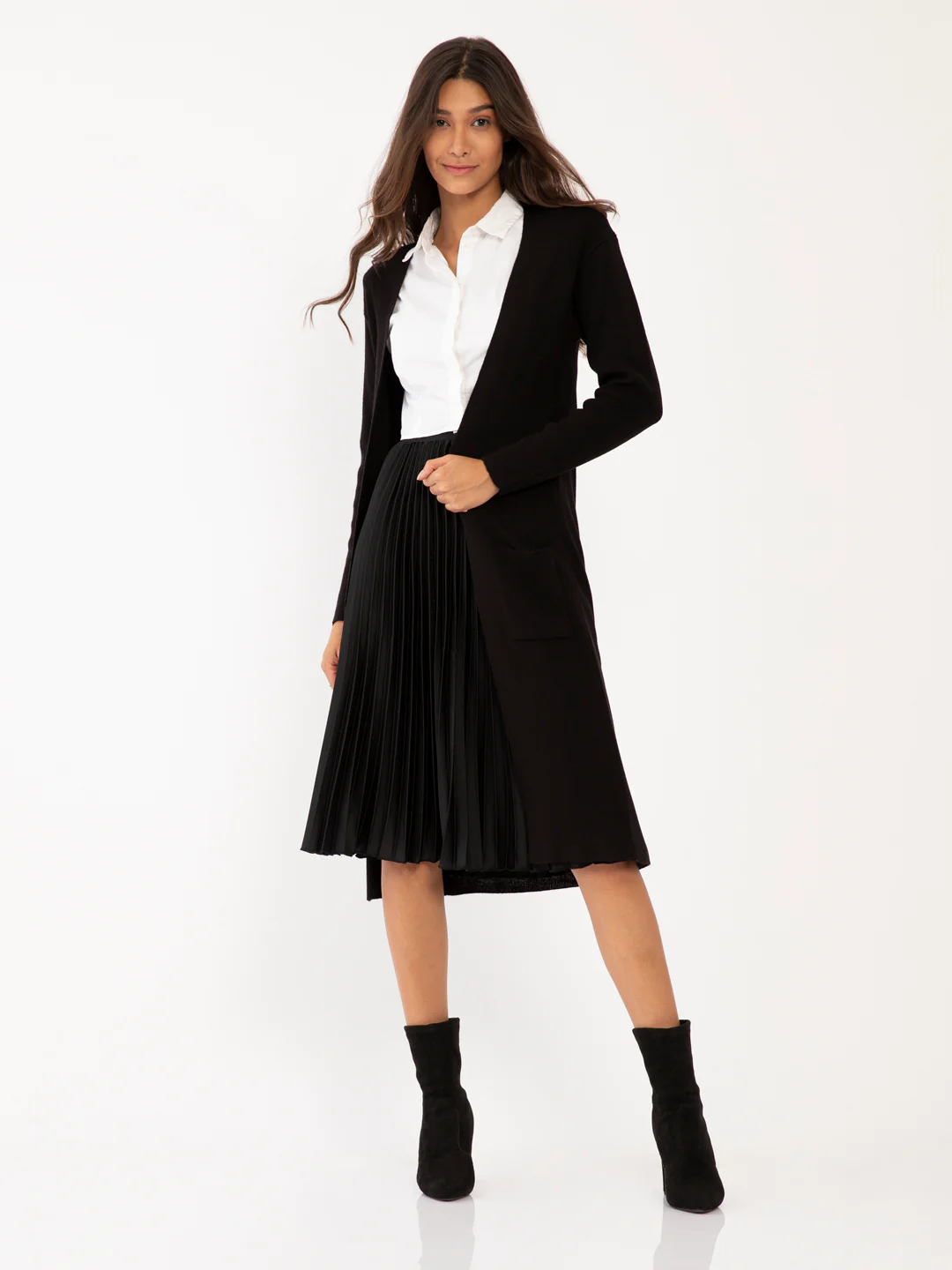 Black Solid Straight Shrug