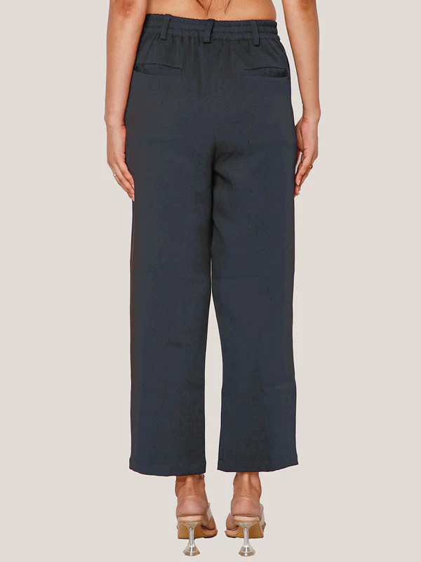 Black Solid Straight Trouser - Image 4