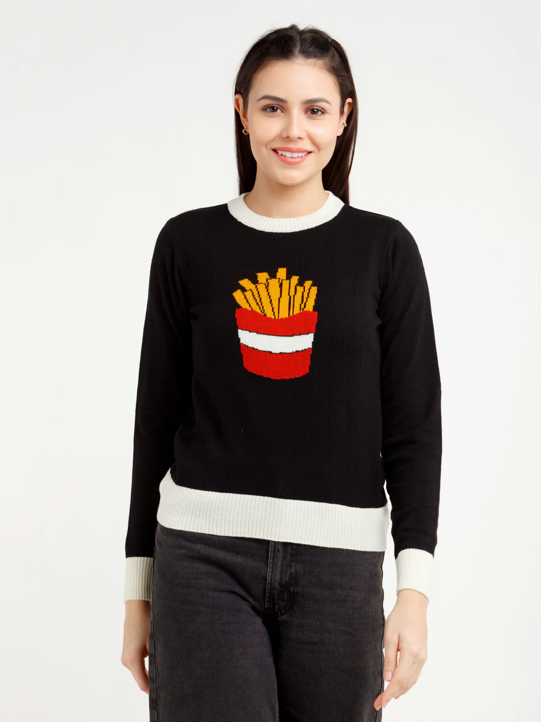 Black Solid Sweater - Image 2