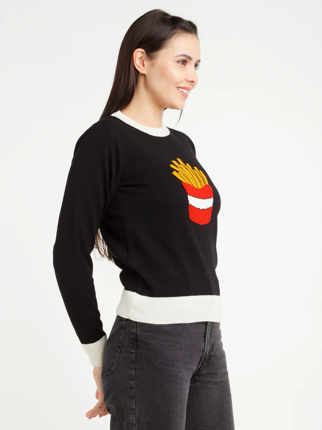 Black Solid Sweater - Image 3