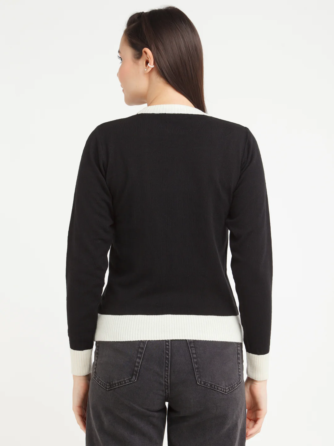 Black Solid Sweater - Image 4