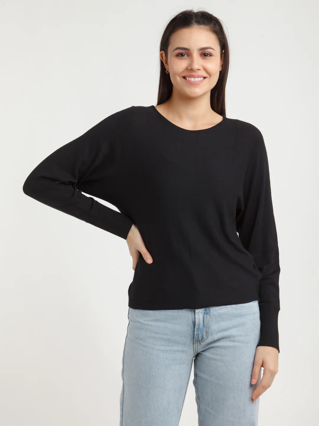 Black Solid Sweater - Image 2