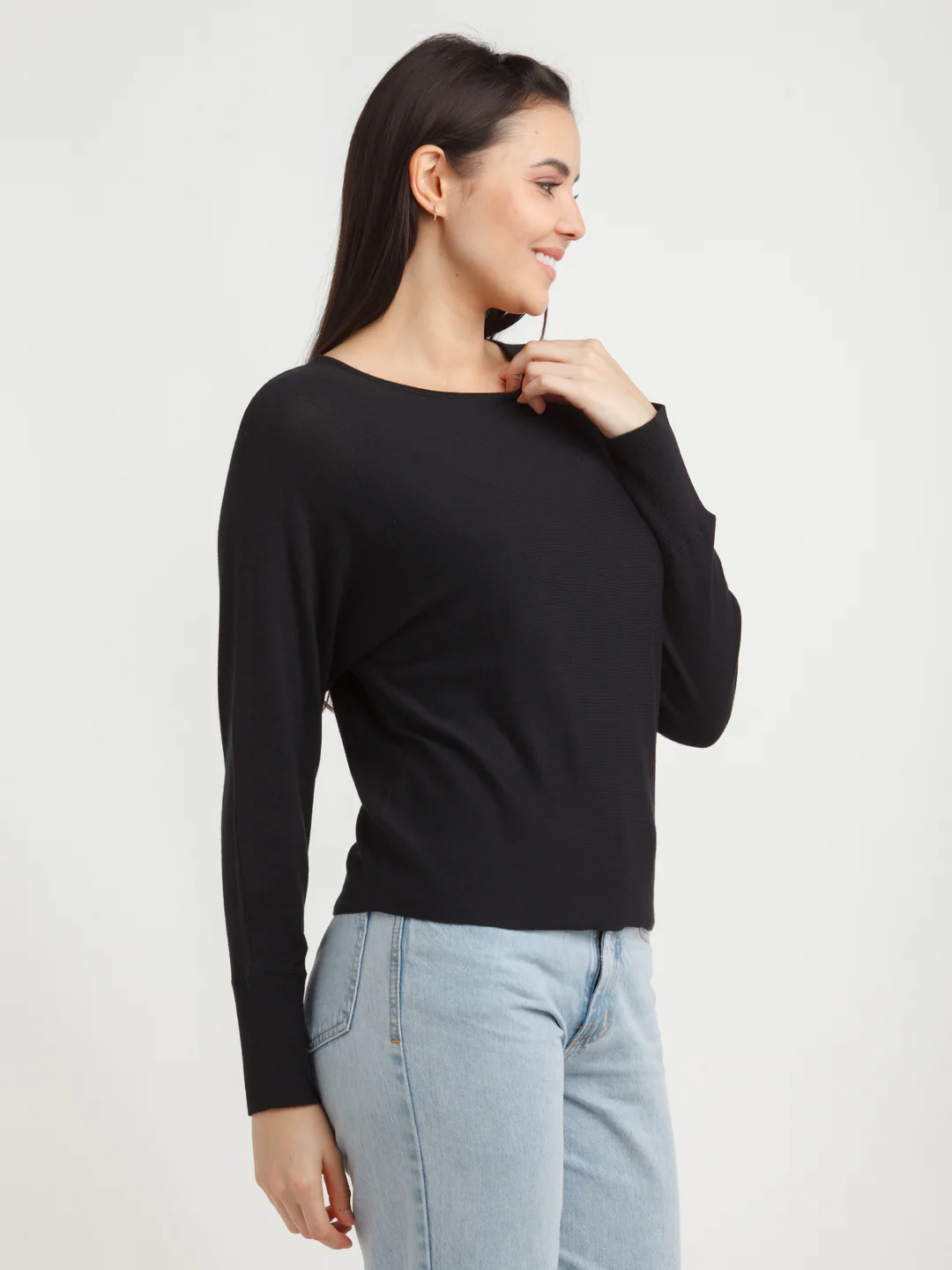 Black Solid Sweater - Image 3