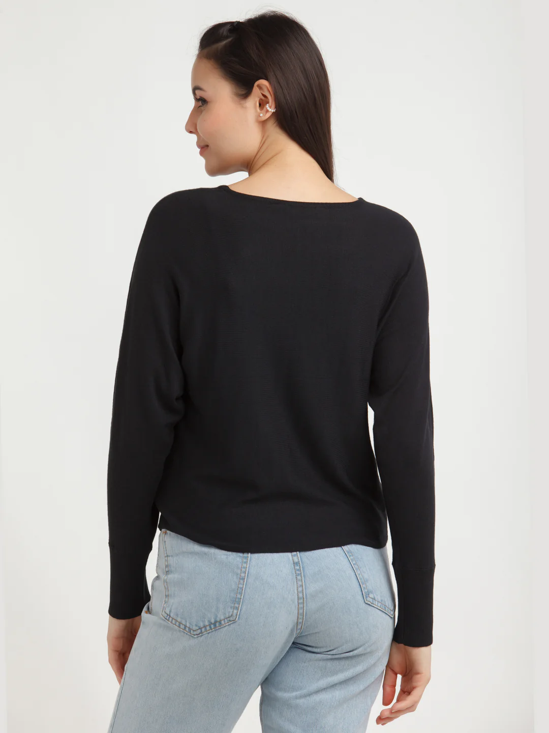 Black Solid Sweater - Image 4