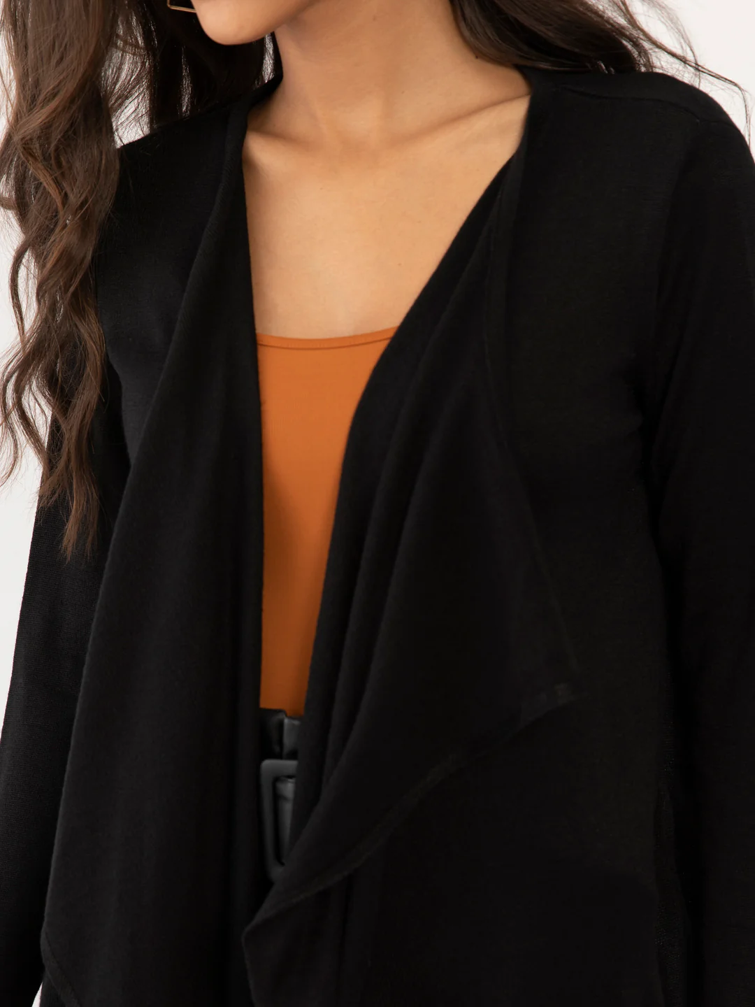 Black Solid Tie-Up Shrug - Image 2