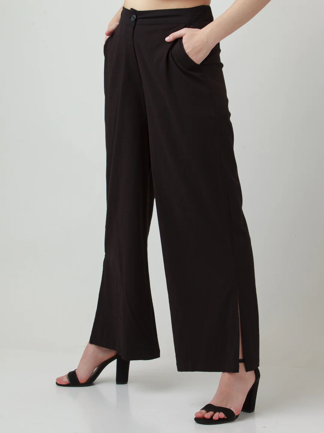 Black Solid Trousers - Image 4