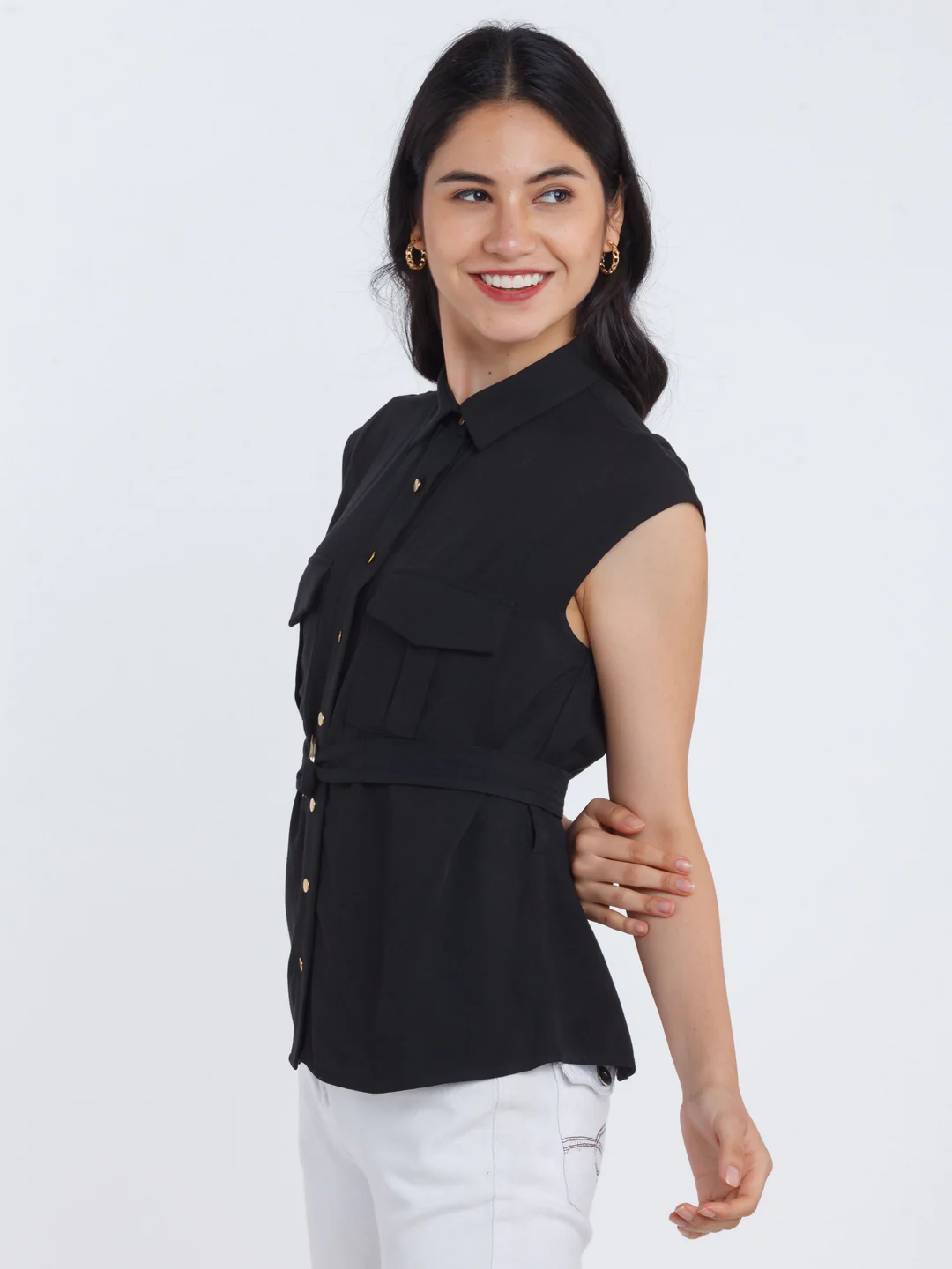 Black Solid Utility Top - Image 2