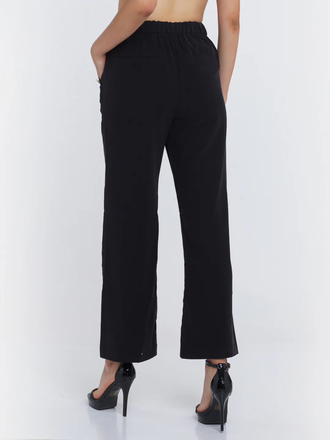 Black Solid Wide Leg Trouser - Image 4