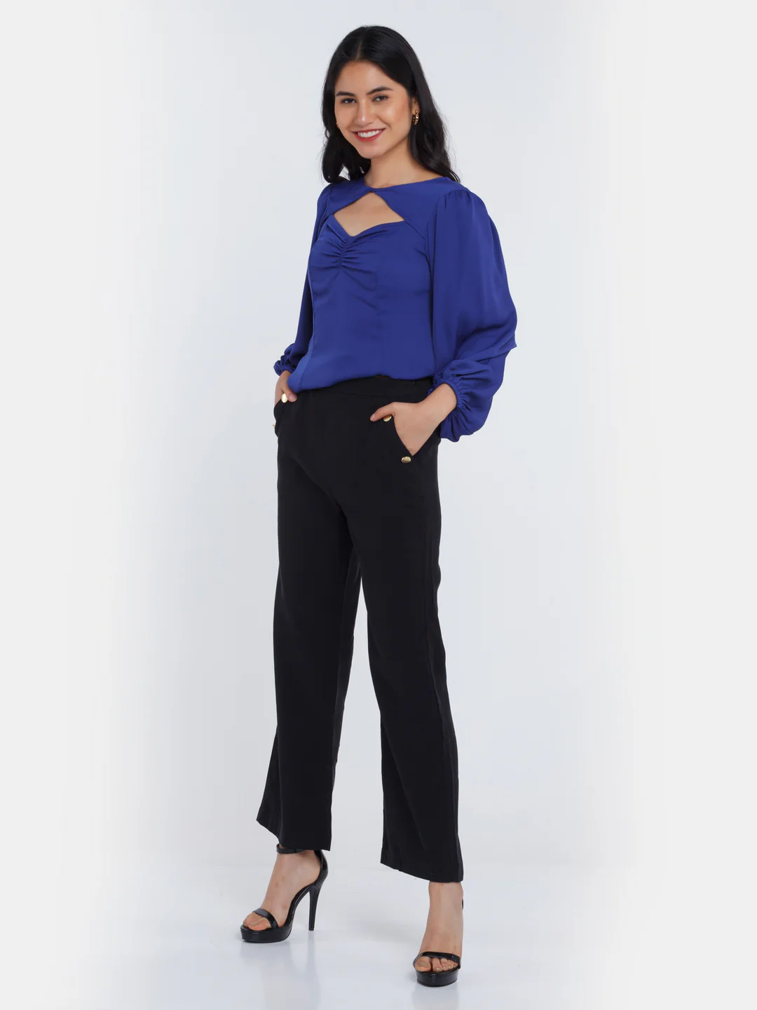 Black Solid Wide Leg Trouser - Image 5