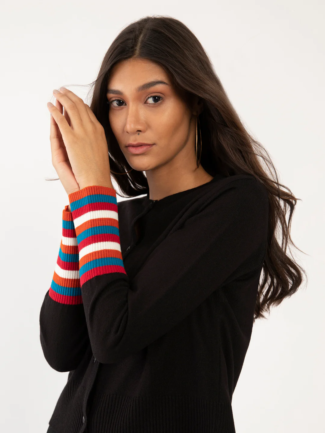Black Striped Cardigan