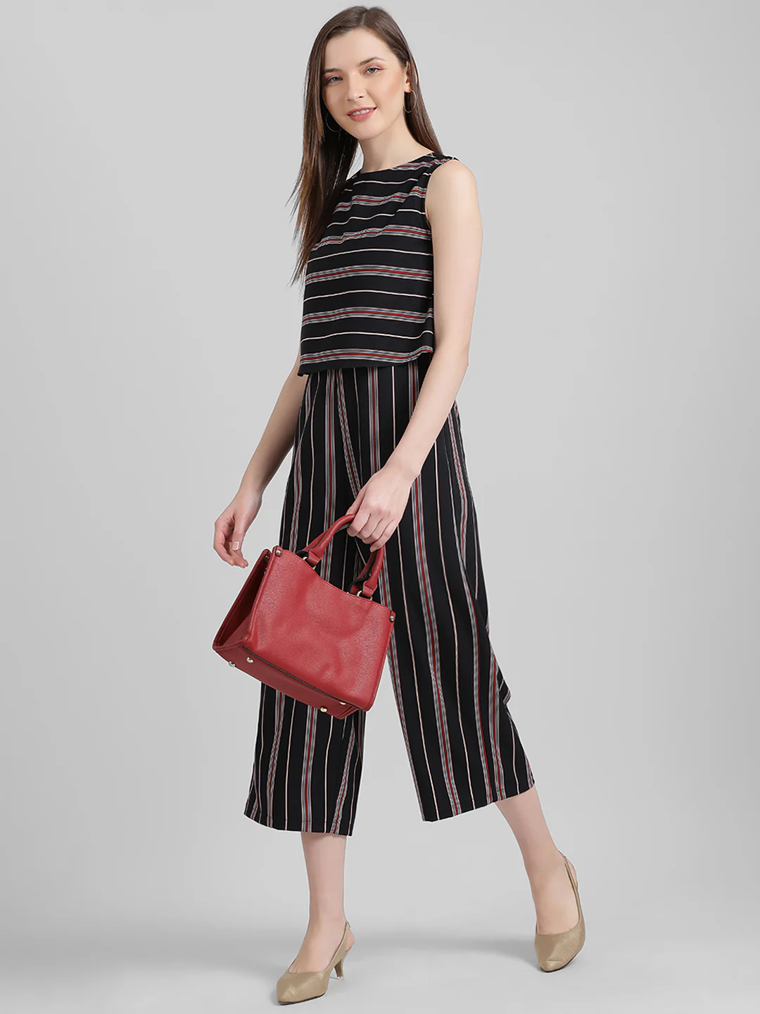 Black Striped Regular Jumpsuit - Image 5