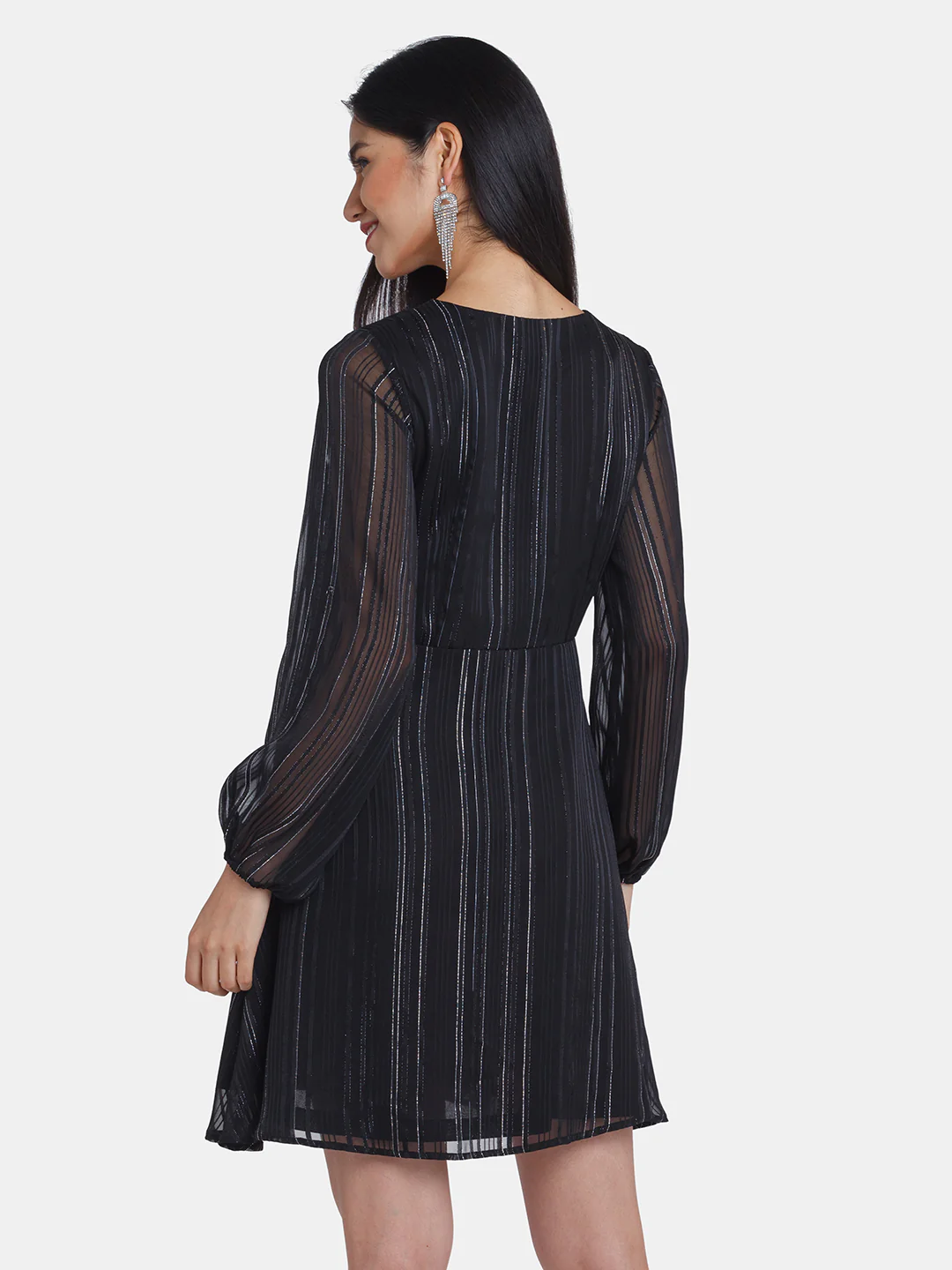 Black Striped Short Dress - Image 4