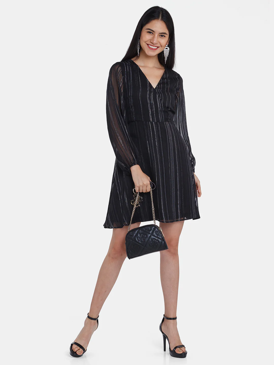 Black Striped Short Dress - Image 5