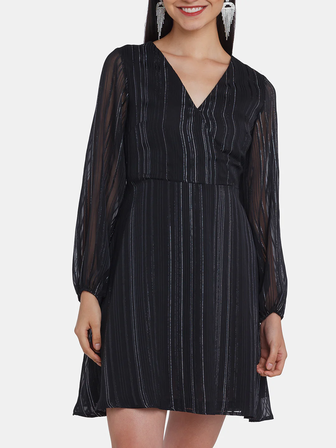 Black Striped Short Dress - Image 6