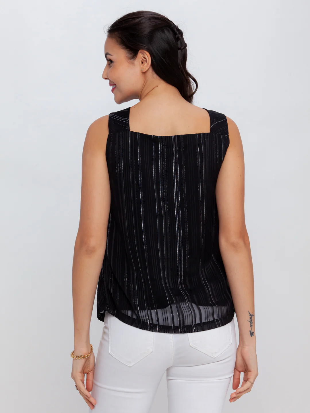 Black Striped Strappy Top - Image 4