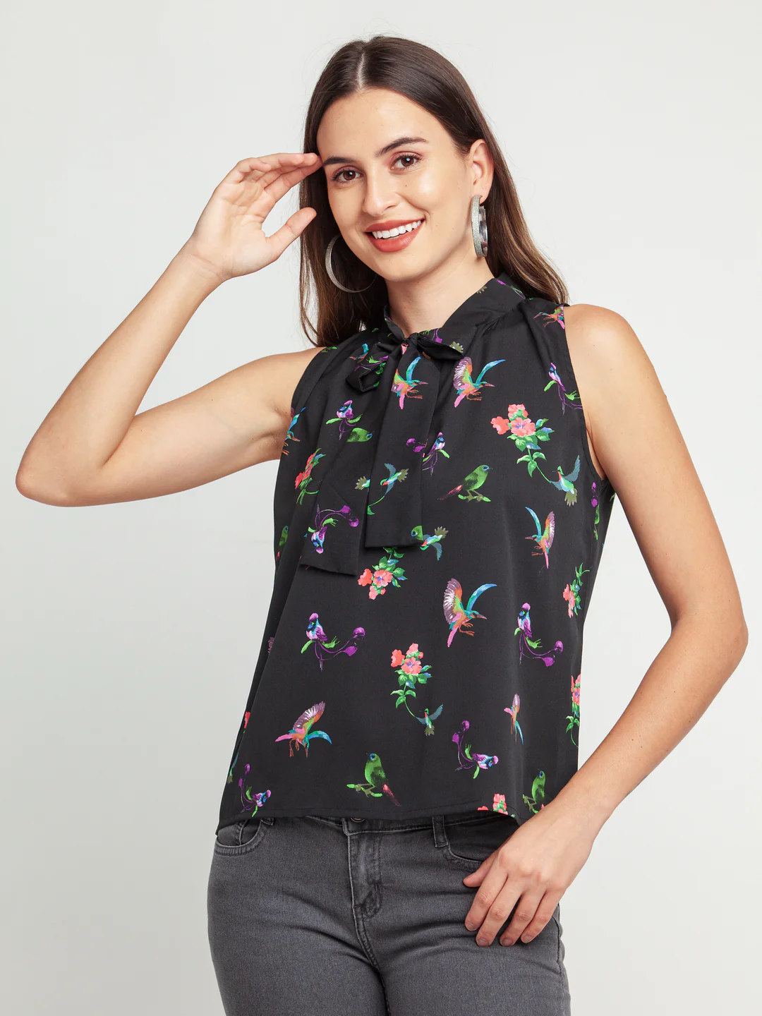 Black Striped Tie-Up Top - Image 2