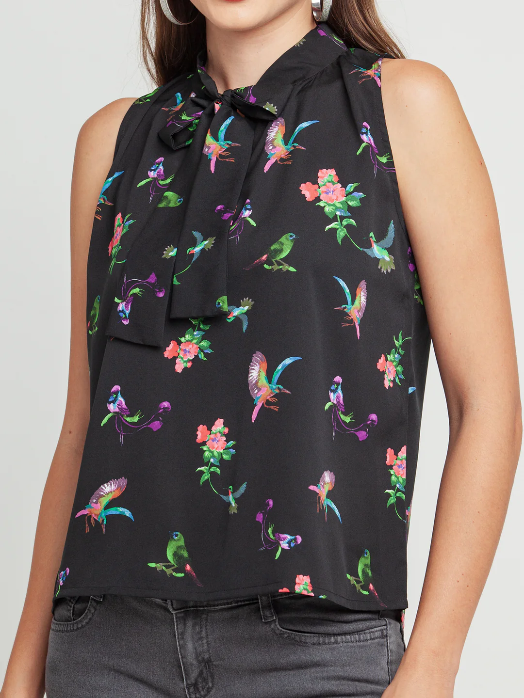 Black Striped Tie-Up Top - Image 6