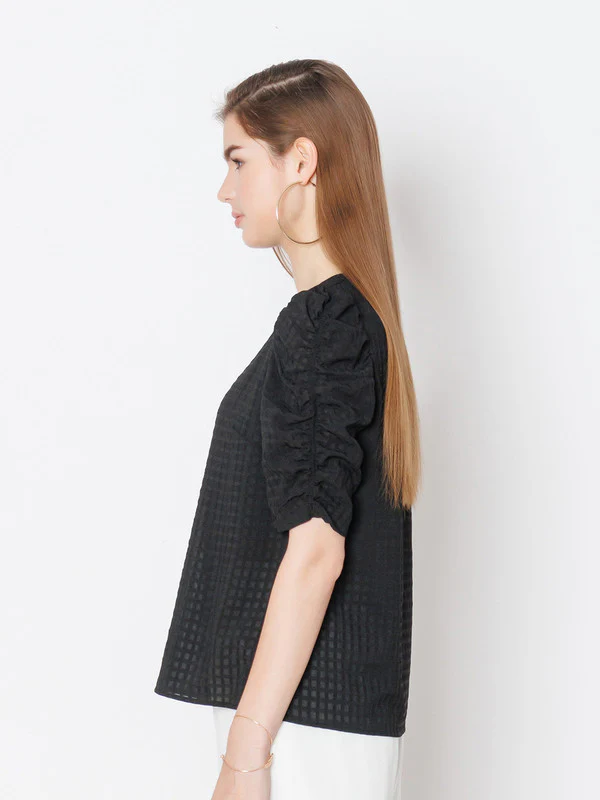Black Textured Regular Fit Top - Image 3
