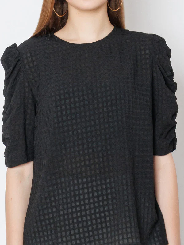 Black Textured Regular Fit Top - Image 6