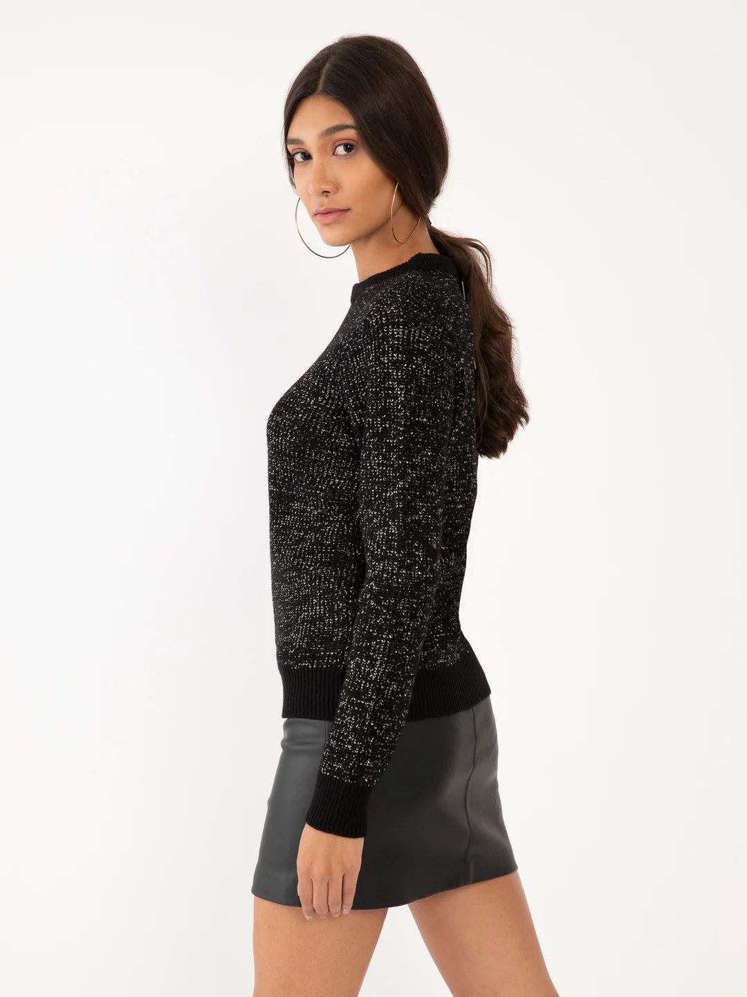 Black Textured Sweater - Image 3