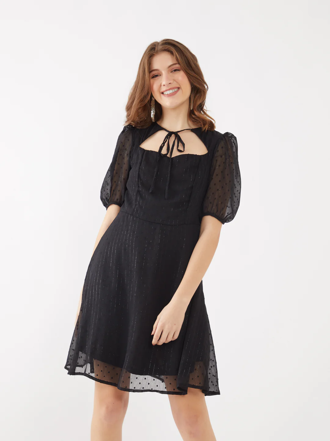 Black Tie-Up Short Dress - Image 2
