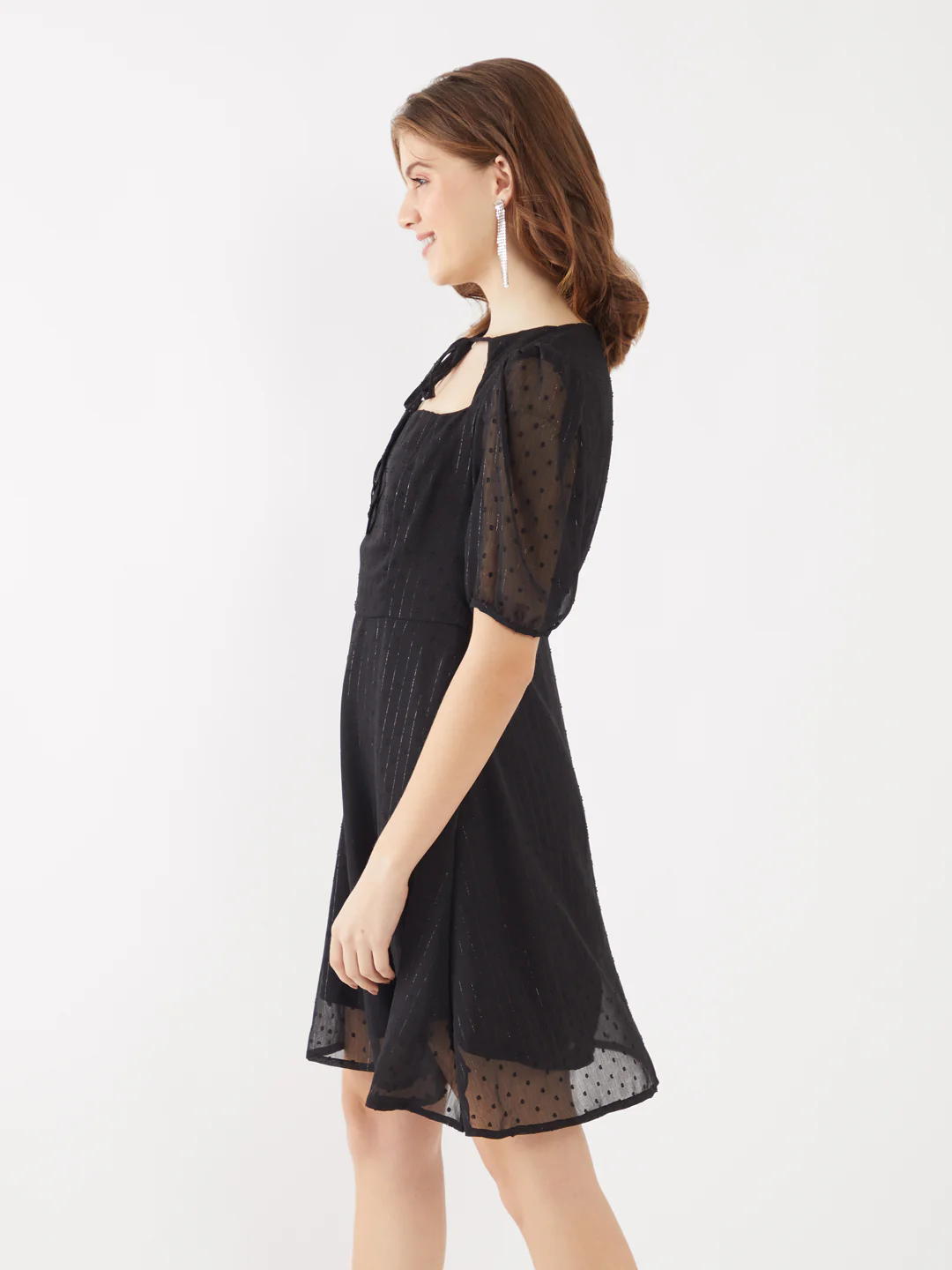 Black Tie-Up Short Dress - Image 3