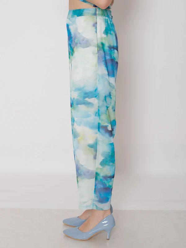 Blue Abstract Printed Straight Trouser - Image 3