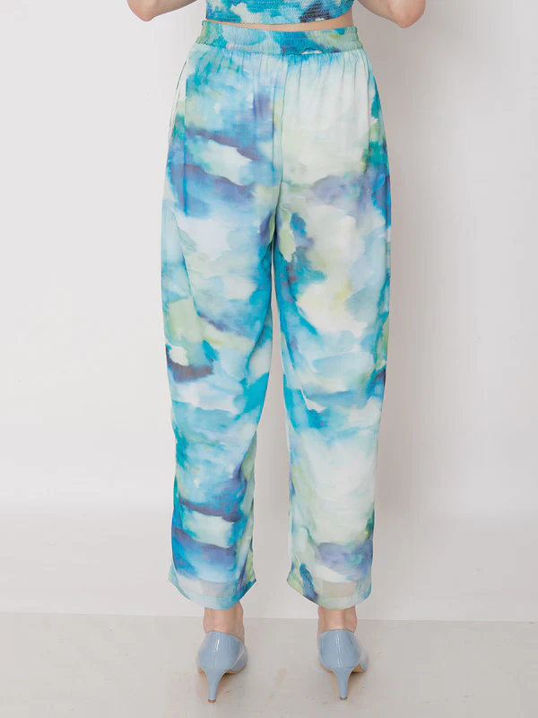 Blue Abstract Printed Straight Trouser - Image 4