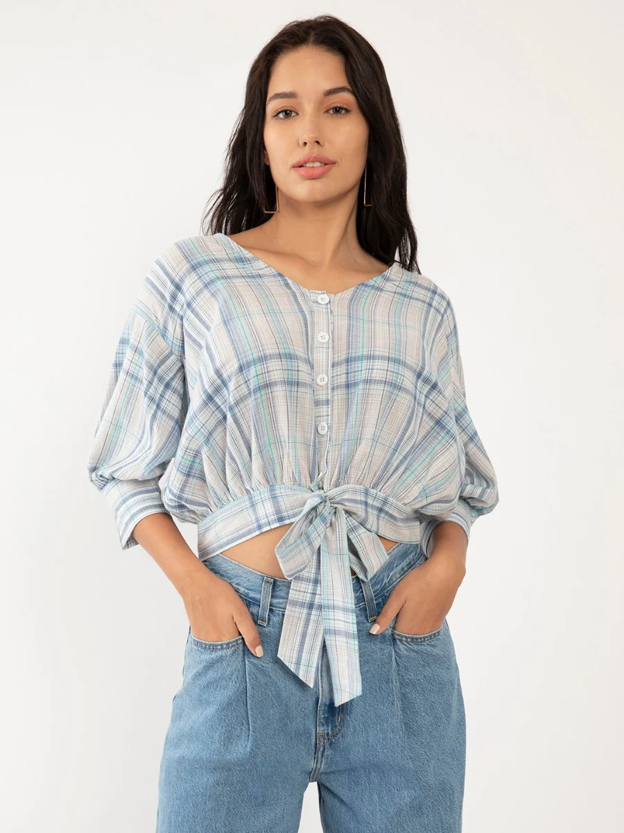 Blue Checked Top - Image 2