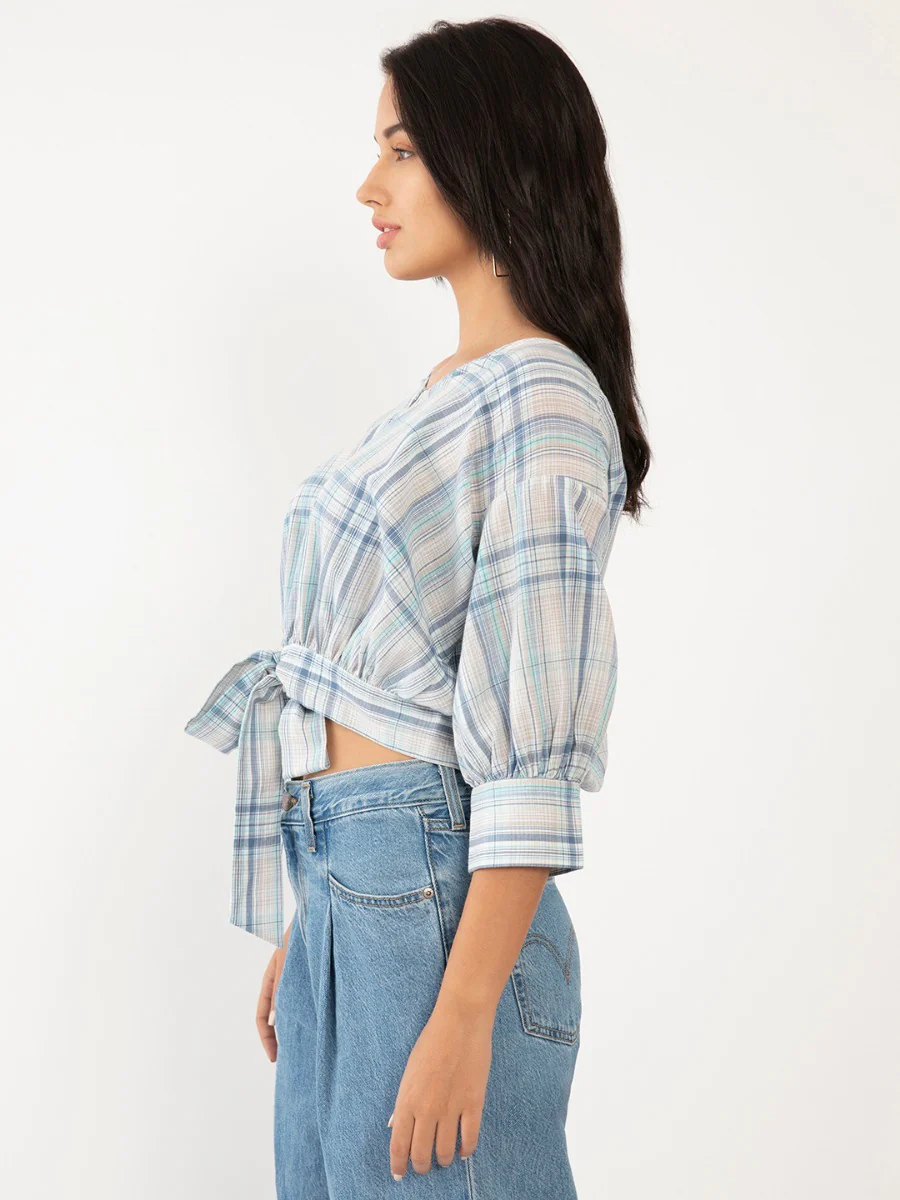 Blue Checked Top - Image 3
