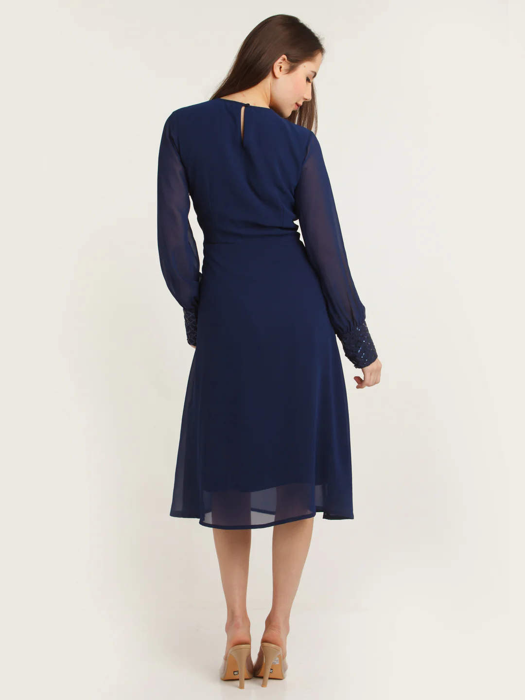 Blue Embellished Midi Dress - Image 5