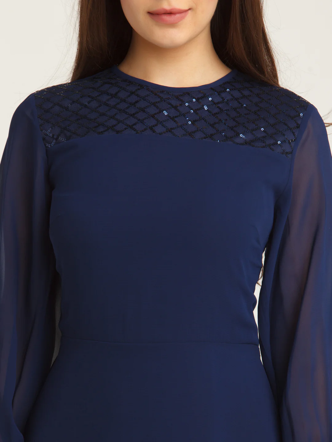 Blue Embellished Midi Dress - Image 6