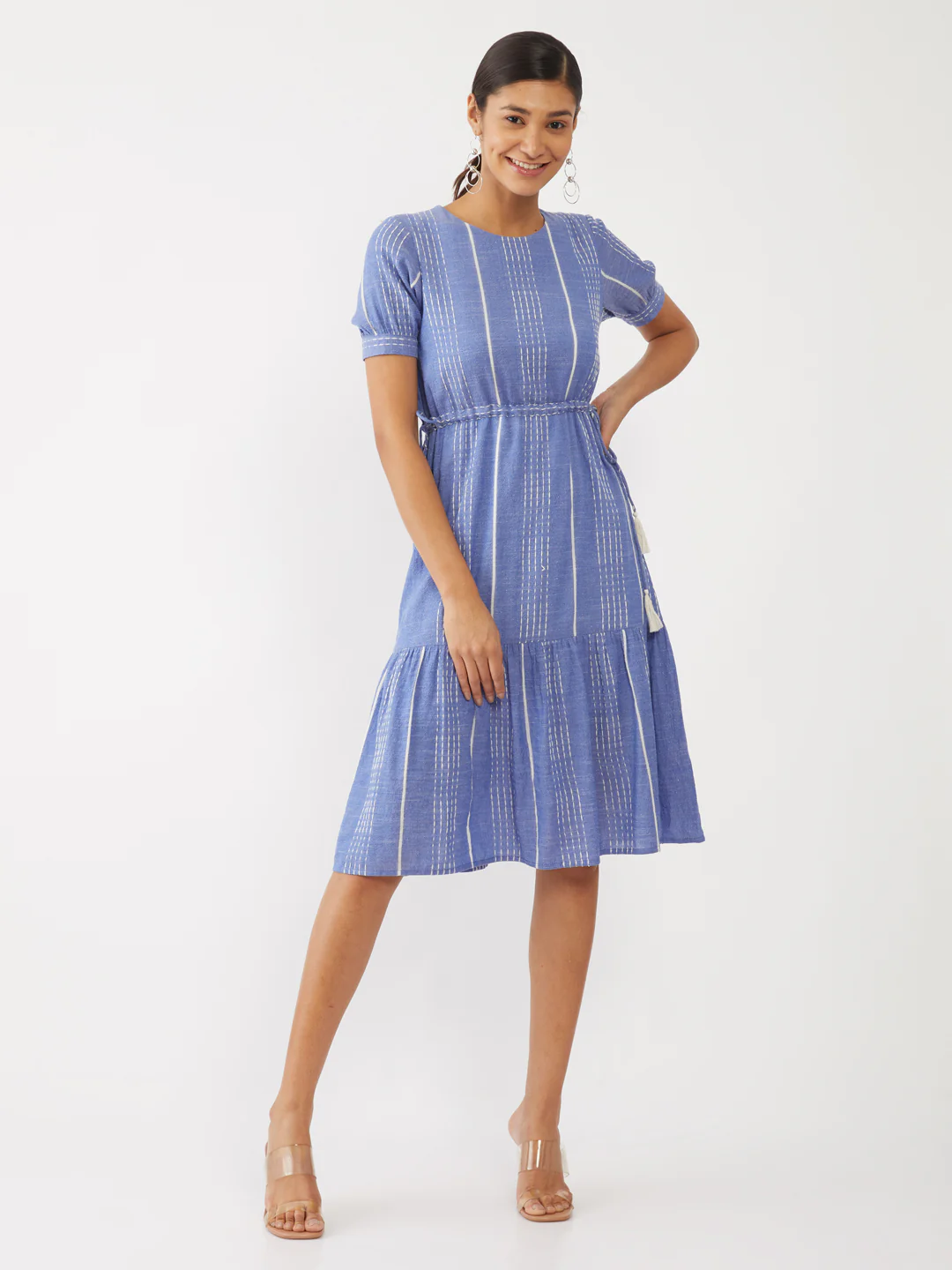 Blue Embroidered Midi Dress - Image 2