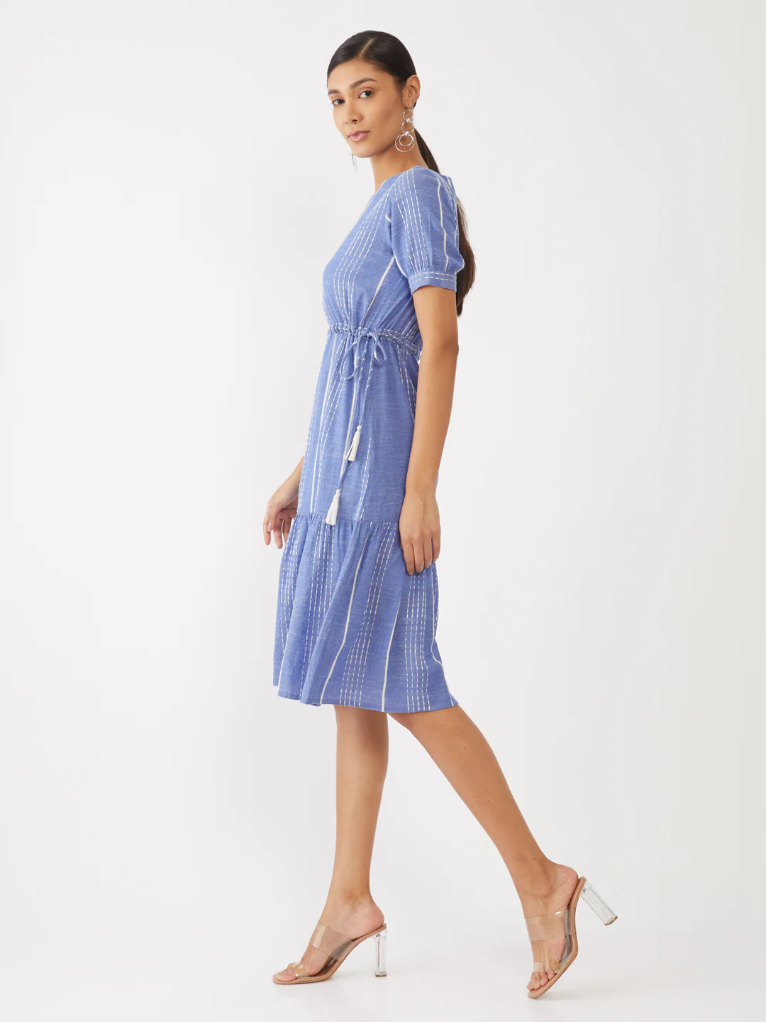 Blue Embroidered Midi Dress - Image 3