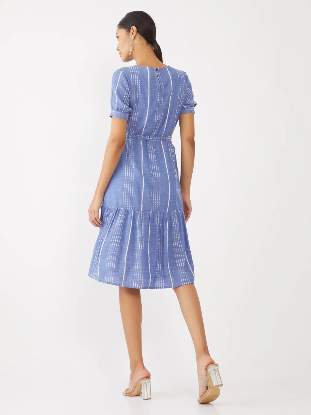Blue Embroidered Midi Dress - Image 4