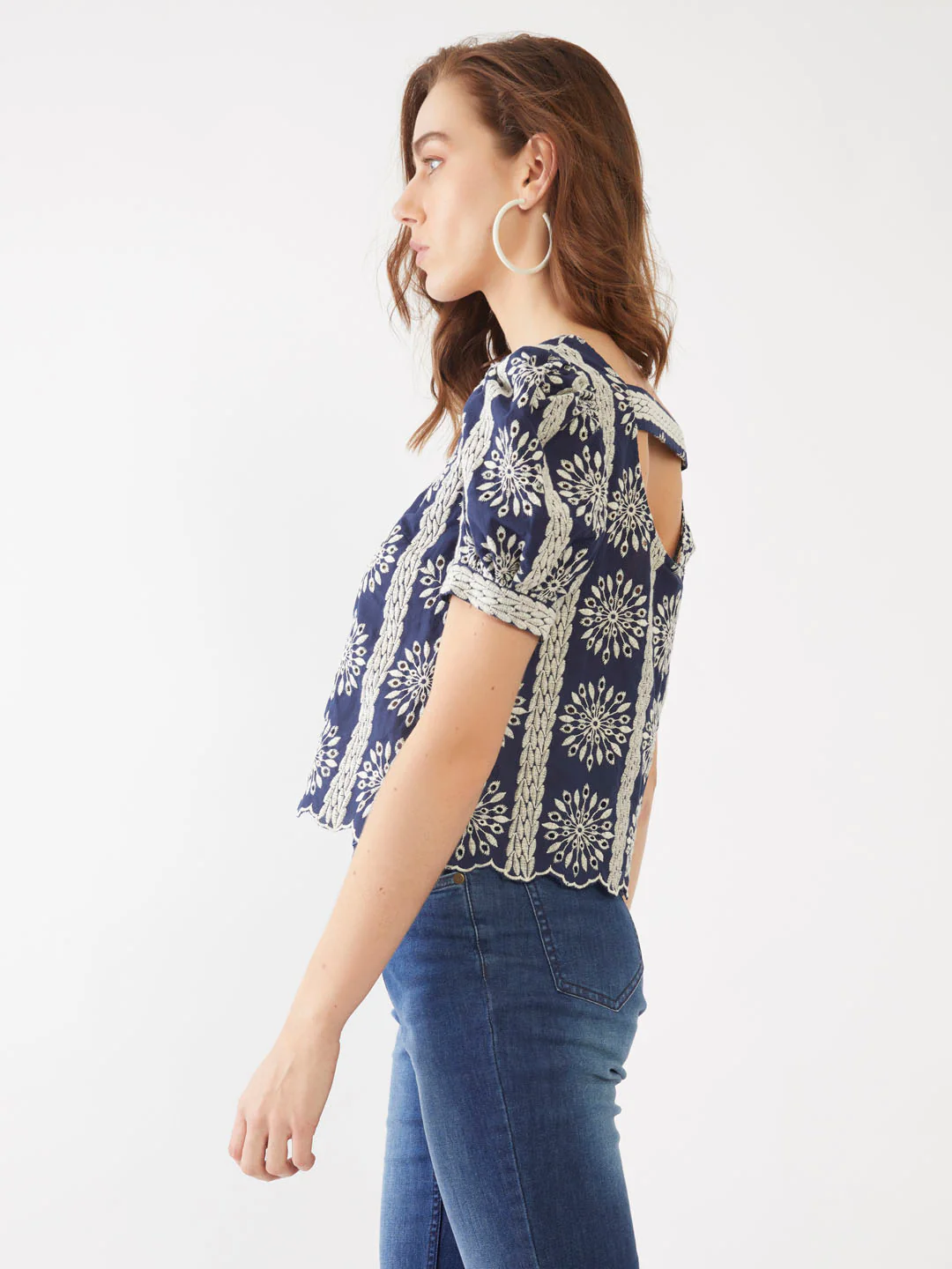 Blue Embroidered Straight Top - Image 3