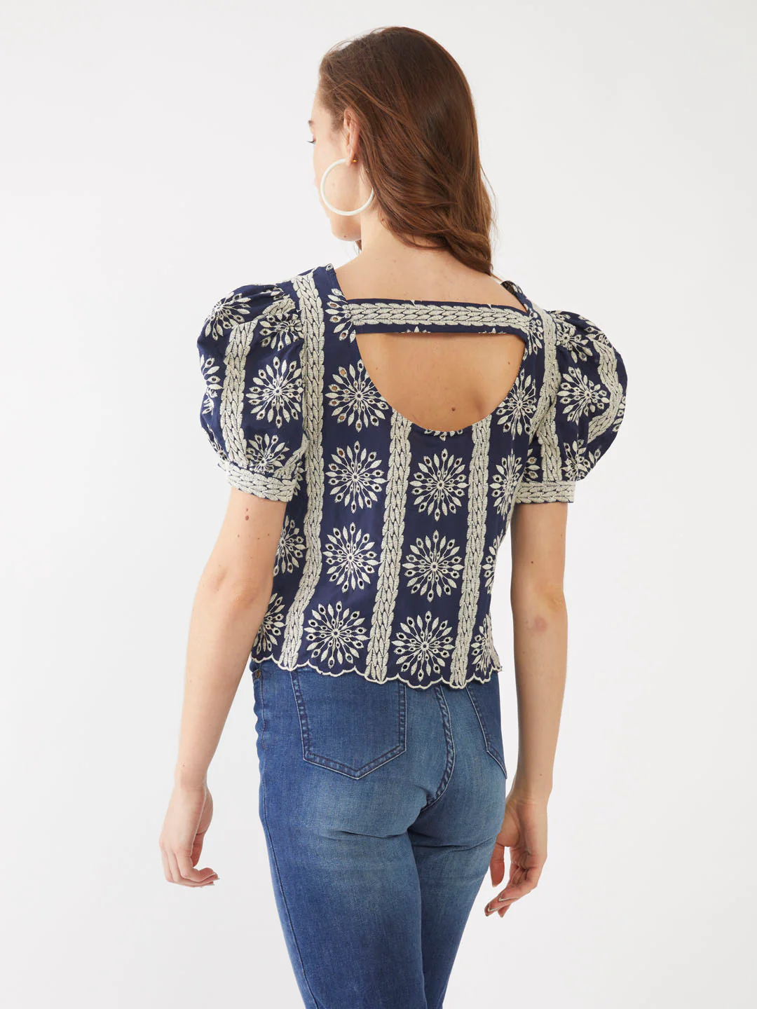Blue Embroidered Straight Top - Image 4