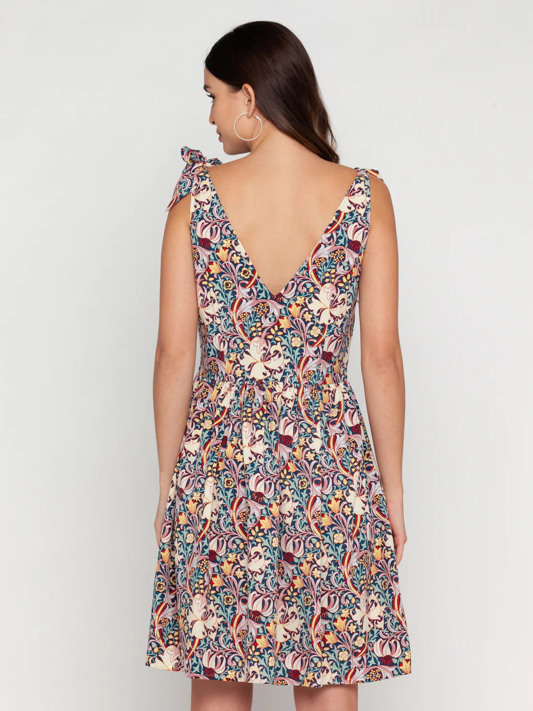 Blue Floral Printed Regular Short Dress - Image 4