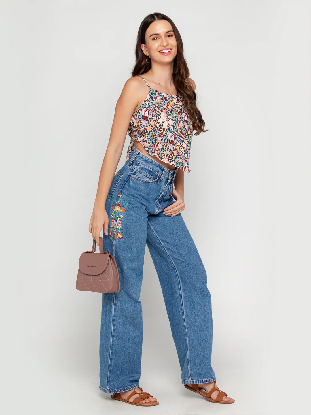 Blue Floral Printed Regular Top