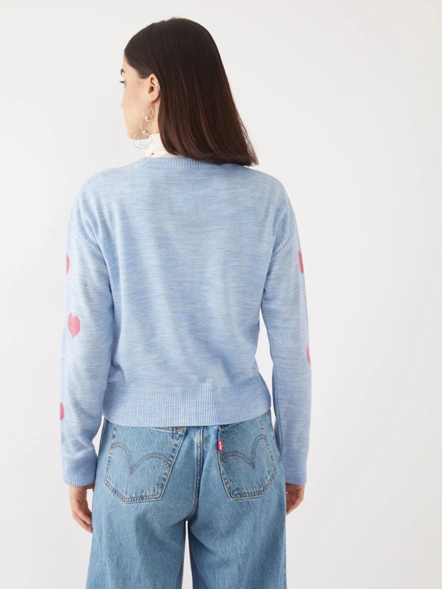Blue Jacquard Crop Cardigan - Image 3