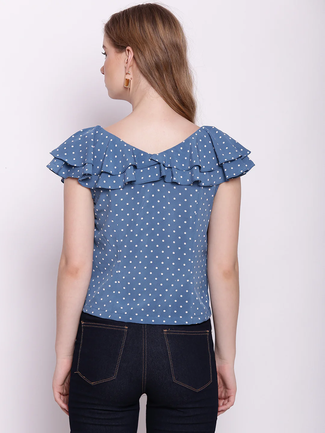 Blue Polka Dots Ruffles Top - Image 3