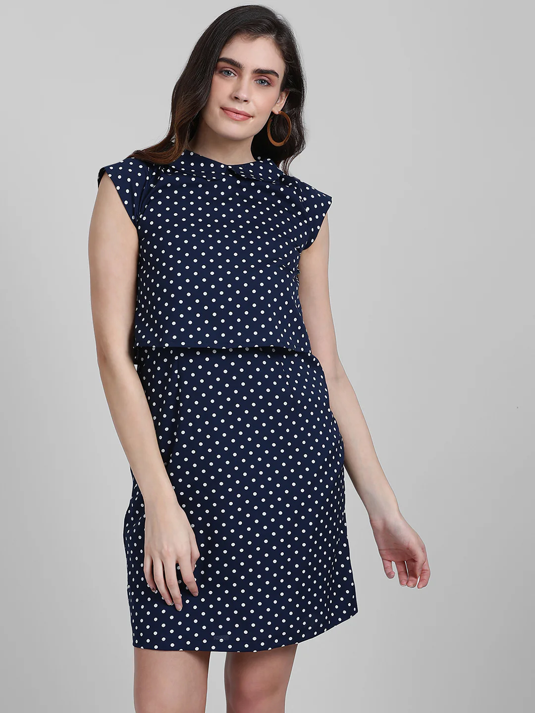Blue Printed A-Line Dress