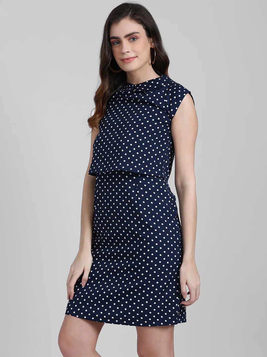 Blue Printed A-Line Dress - Image 2