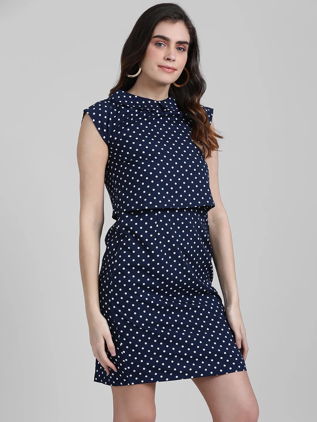 Blue Printed A-Line Dress - Image 3