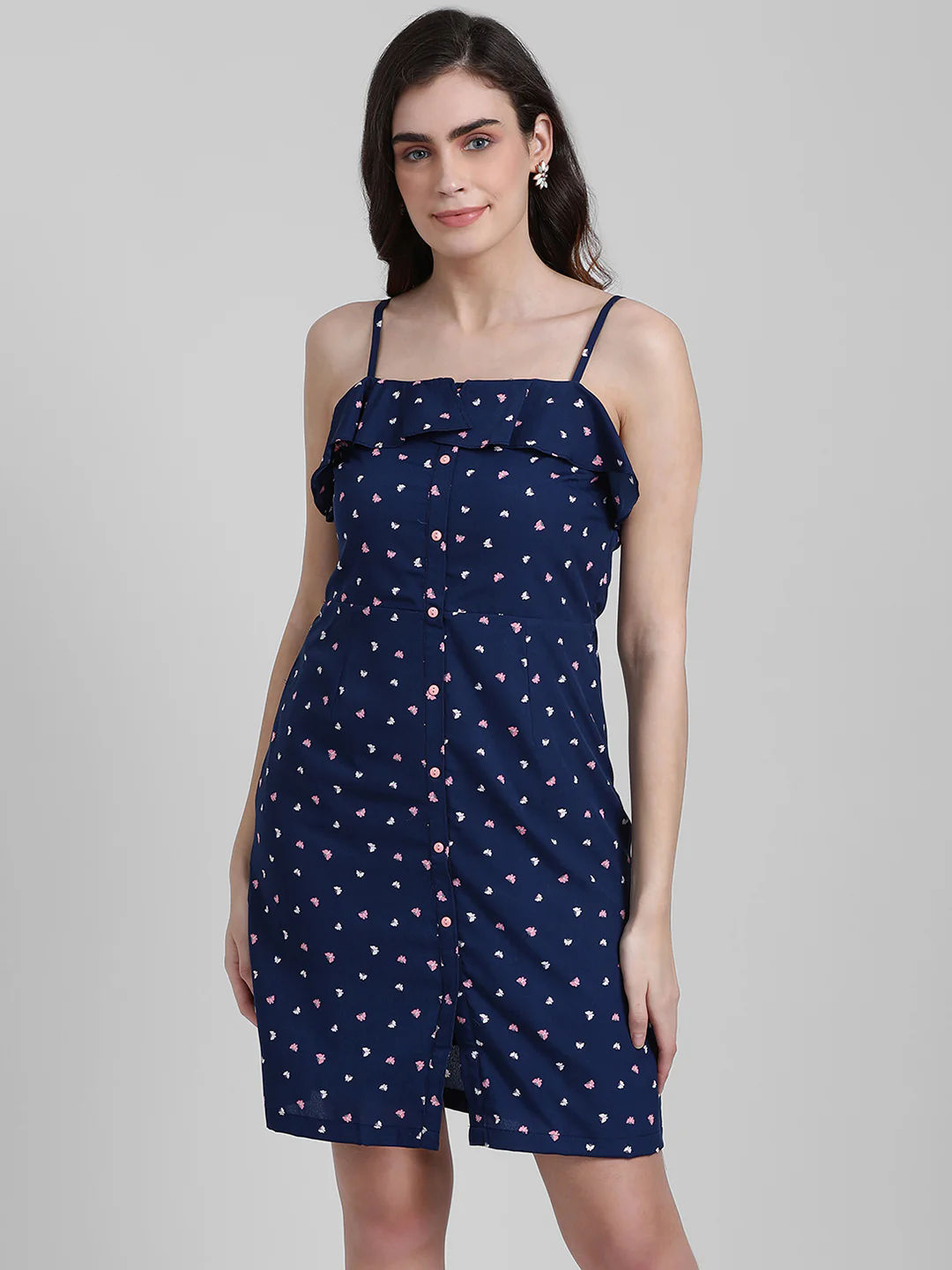 Blue Printed Bodycon Dress